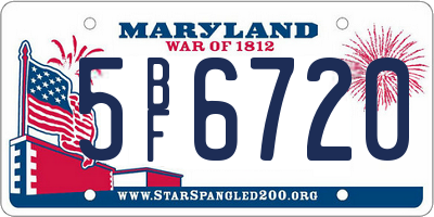 MD license plate 5BF6720
