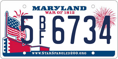 MD license plate 5BF6734