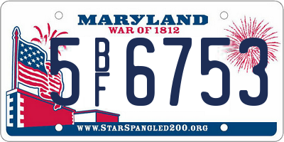 MD license plate 5BF6753