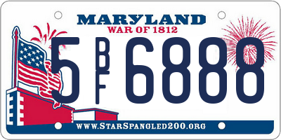 MD license plate 5BF6888