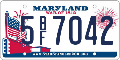 MD license plate 5BF7042