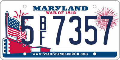 MD license plate 5BF7357