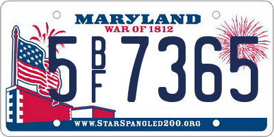 MD license plate 5BF7365