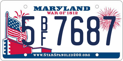 MD license plate 5BF7687