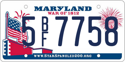 MD license plate 5BF7758