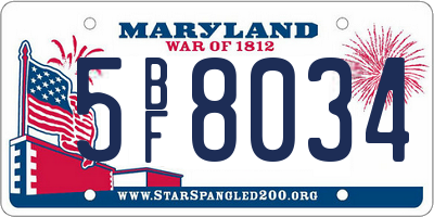 MD license plate 5BF8034