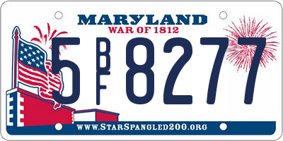 MD license plate 5BF8277