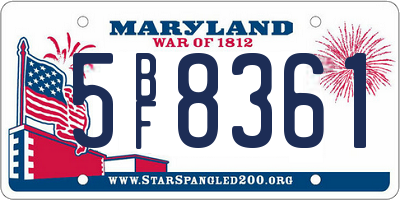MD license plate 5BF8361