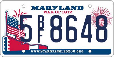 MD license plate 5BF8648