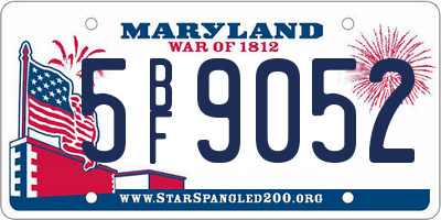 MD license plate 5BF9052