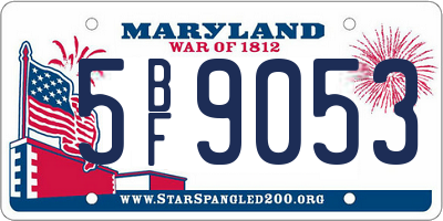 MD license plate 5BF9053