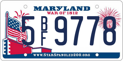 MD license plate 5BF9778