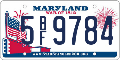 MD license plate 5BF9784