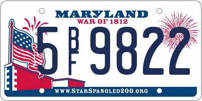 MD license plate 5BF9822