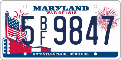 MD license plate 5BF9847