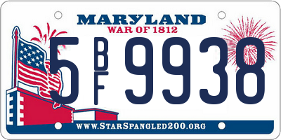 MD license plate 5BF9938