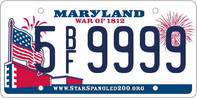 MD license plate 5BF9999