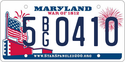 MD license plate 5BG0410