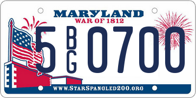 MD license plate 5BG0700