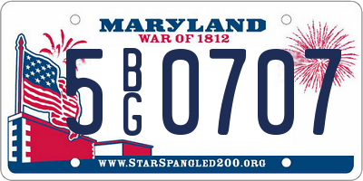 MD license plate 5BG0707