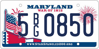 MD license plate 5BG0850