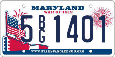 MD license plate 5BG1401