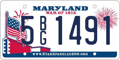 MD license plate 5BG1491