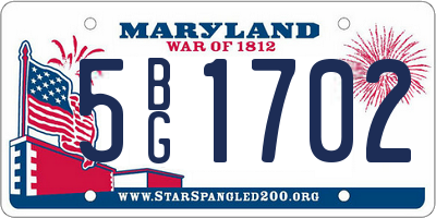 MD license plate 5BG1702
