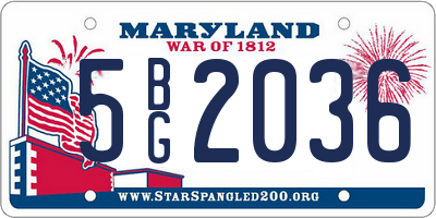 MD license plate 5BG2036