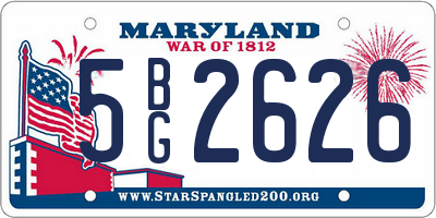 MD license plate 5BG2626