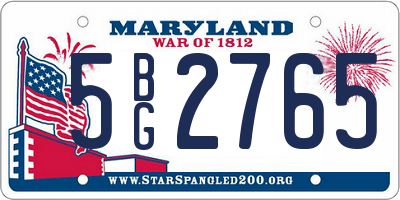 MD license plate 5BG2765