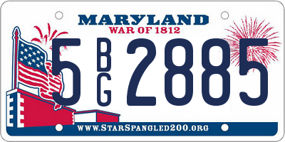 MD license plate 5BG2885