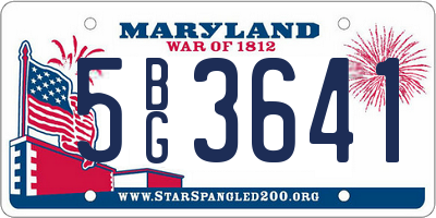 MD license plate 5BG3641