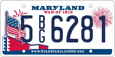MD license plate 5BG6281