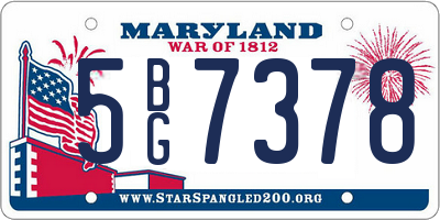 MD license plate 5BG7378