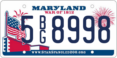MD license plate 5BG8998