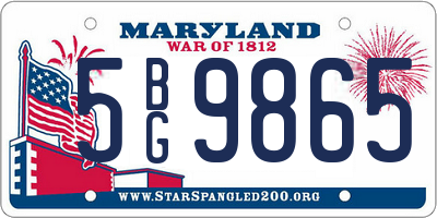 MD license plate 5BG9865