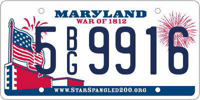 MD license plate 5BG9916