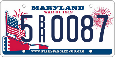 MD license plate 5BH0087