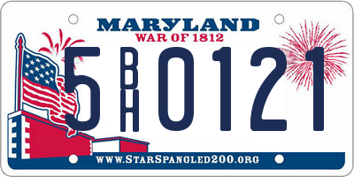 MD license plate 5BH0121
