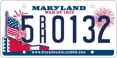 MD license plate 5BH0132