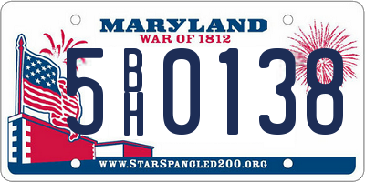 MD license plate 5BH0138