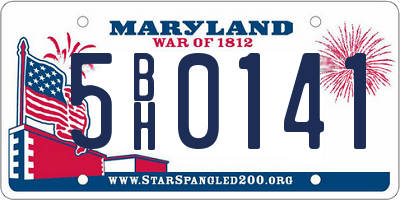 MD license plate 5BH0141