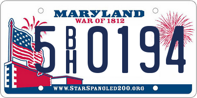 MD license plate 5BH0194