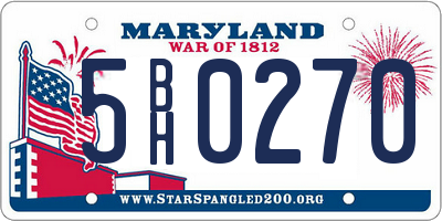 MD license plate 5BH0270