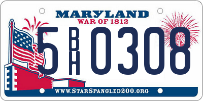 MD license plate 5BH0308