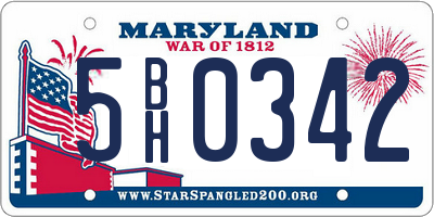 MD license plate 5BH0342