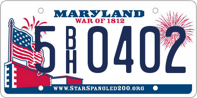 MD license plate 5BH0402