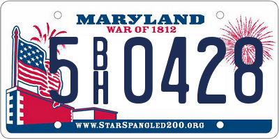 MD license plate 5BH0428