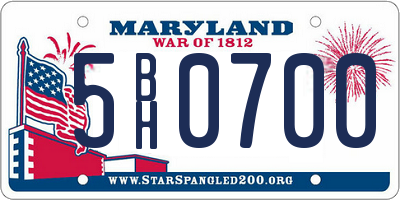 MD license plate 5BH0700